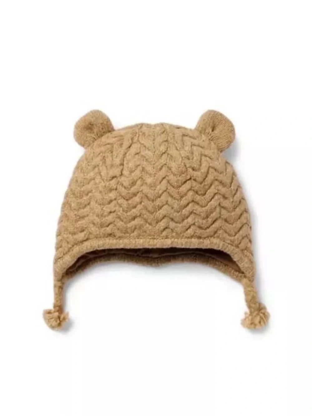 Janie and Jack Tan Knit Bear-Ear Beanie